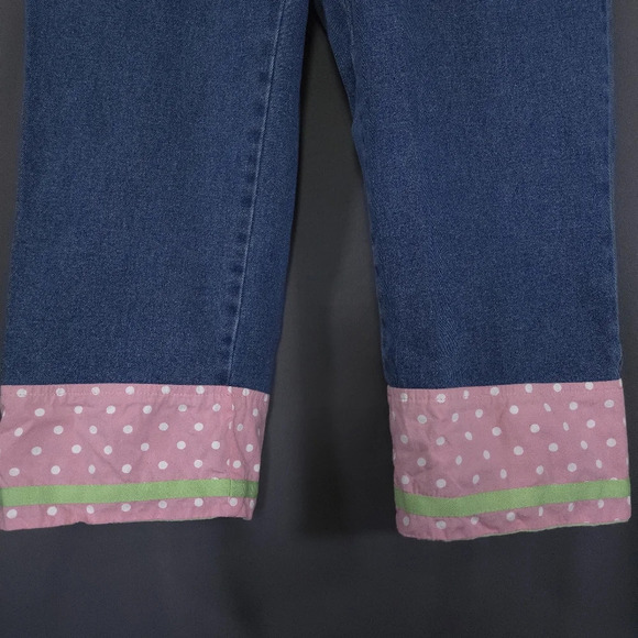 Quacker Factory Denim Pants Elastic Waist Size S Whimsical Fairy Y2K Maximalist - Picture 3 of 10